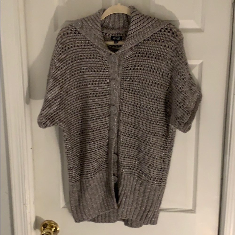 Women’s Apt 9 Short Sleeve SilverSweater Jacket XL